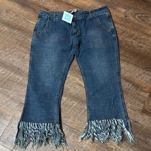 Hayden Dark Blue Fringe Hem Jeans